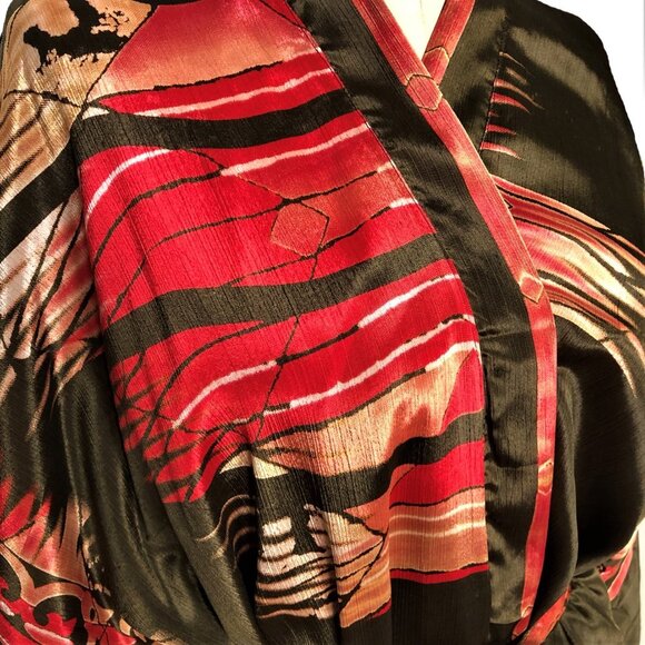 Vintage 100% silk amazing abstract print kimono cover up duster - Picture 9 of 16